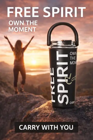 CARRY ME Premium Insulated Stainless Steel Travel Tumbler with Handle in Black, view 4