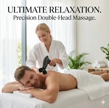 Dual-Head Deep Tissue Percussion Massage Gun in Black, view 4