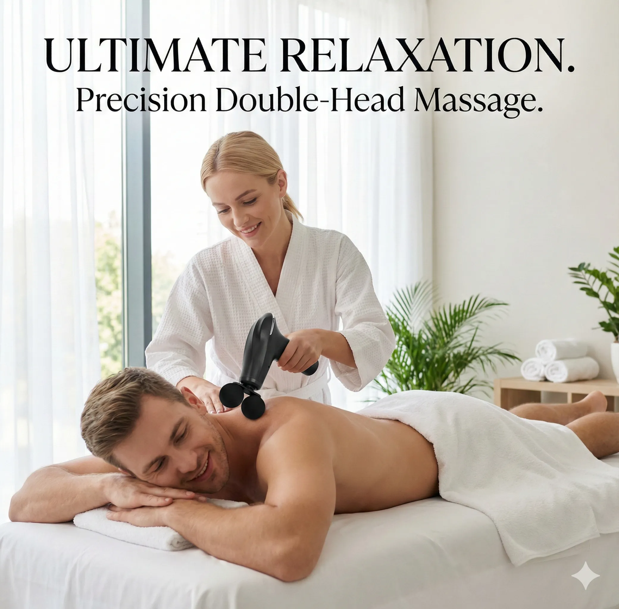 Dual-Head Deep Tissue Percussion Massage Gun in Black, view 4