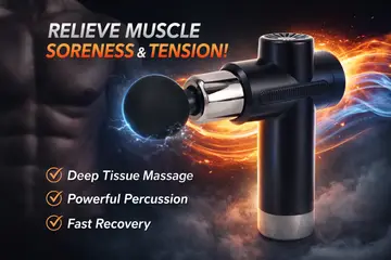 Deep Tissue Percussion Massage Gun with 4 Heads in Black, view 5