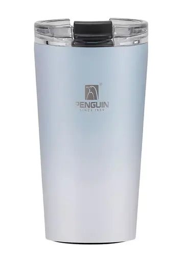 350ml Penguin Stainless Steel Thermal Travel Mug with Dual-Sip Lid in Blue, view 1