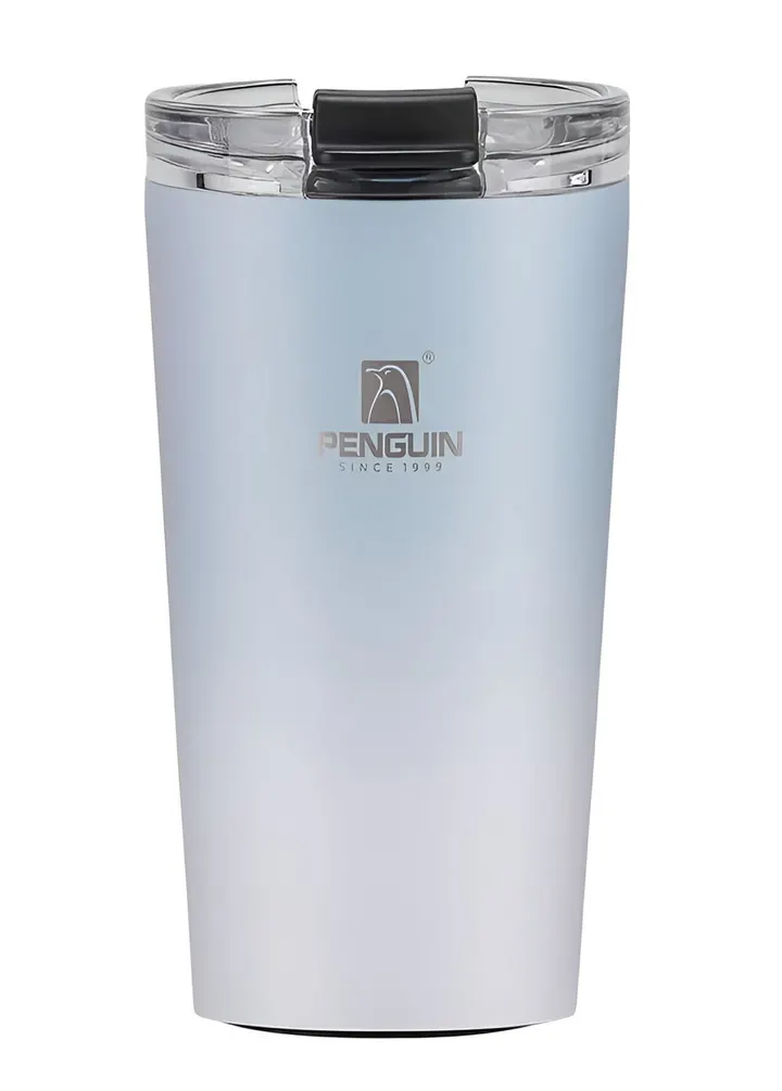 350ml Penguin Stainless Steel Thermal Travel Mug with Dual-Sip Lid in Blue, view 1