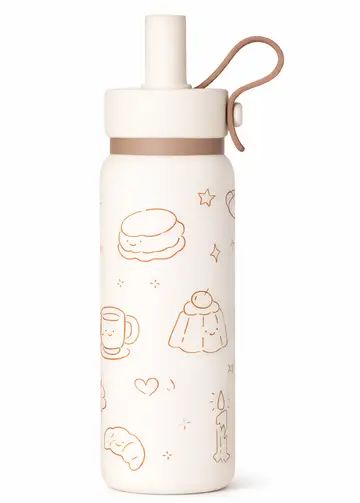 700ML Carry Me Premium Stainless Steel Water Bottle with Flip Straw & Carry Loop in Brown, view 1
