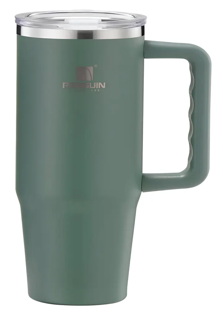 Penguin 1200ml Superior Insulated Travel Tumbler with Handle & Straw Lid in Green, view 3