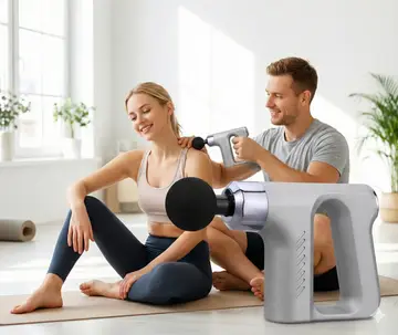 High-Torque Deep Tissue Percussion Massage Gun for Muscle Recovery & Pain Relief in Grey, view 4
