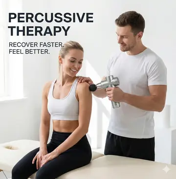 Deep Tissue Percussion Massage Gun with 4 Heads in Grey, view 4