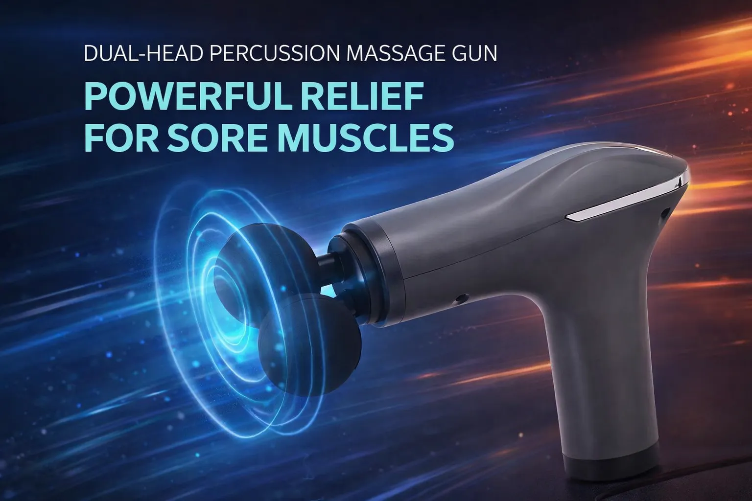 Dual-Head Deep Tissue Percussion Massage Gun in Grey, view 10