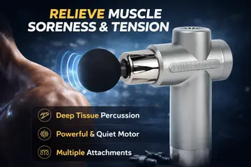 Deep Tissue Percussion Massage Gun with 4 Heads in Grey, view 5