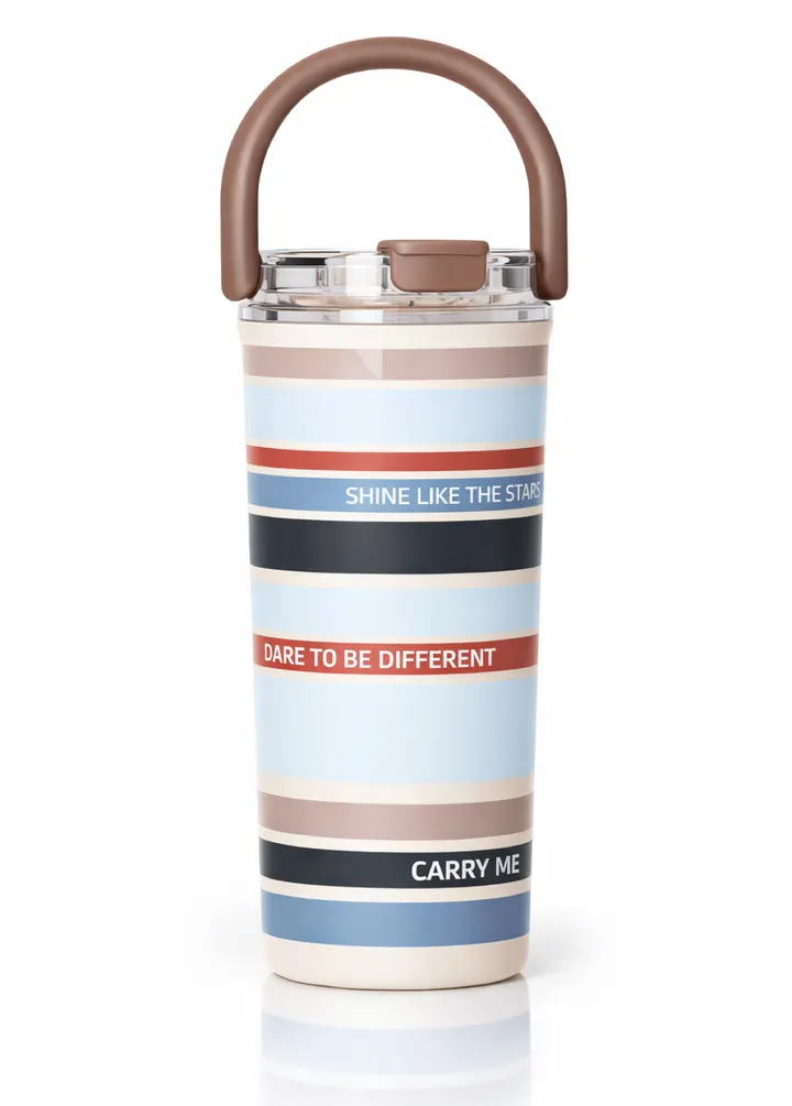 CARRY ME Premium Insulated Stainless Steel Travel Tumbler with Handle in Light Blue, view 3