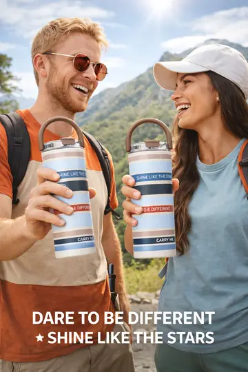 CARRY ME Premium Insulated Stainless Steel Travel Tumbler with Handle in Light Blue, view 4