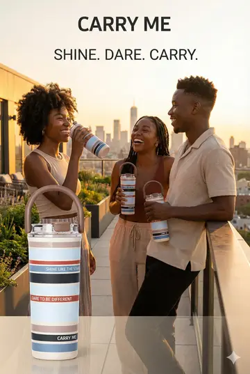 CARRY ME Premium Insulated Stainless Steel Travel Tumbler with Handle in Light Blue, view 5