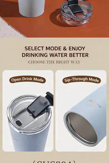 350ml Penguin Stainless Steel Thermal Travel Mug with Dual-Sip Lid in Black, view 4