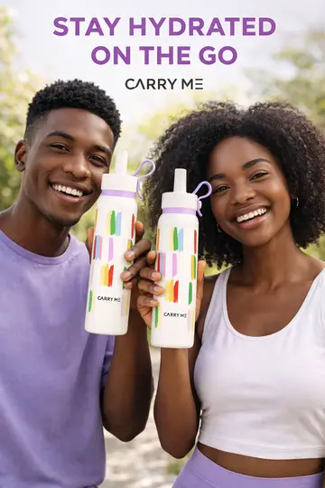 700ML Carry Me Premium Stainless Steel Water Bottle with Flip Straw & Carry Loop in Purple, view 3