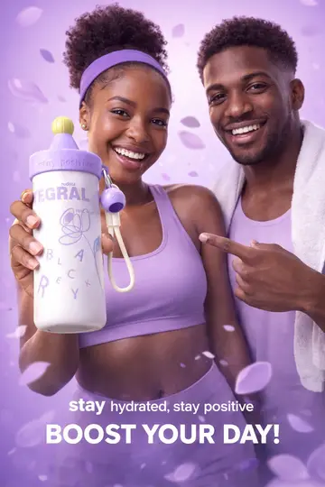 Premium 620ml Creative Stainless Steel Water Bottle with Straw & Cute Charm in Purple, view 5