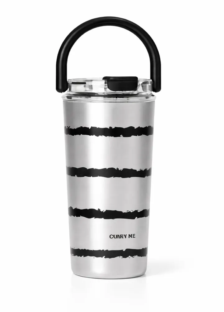 CARRY ME Premium Insulated Stainless Steel Travel Tumbler with Handle in Silver, view 1