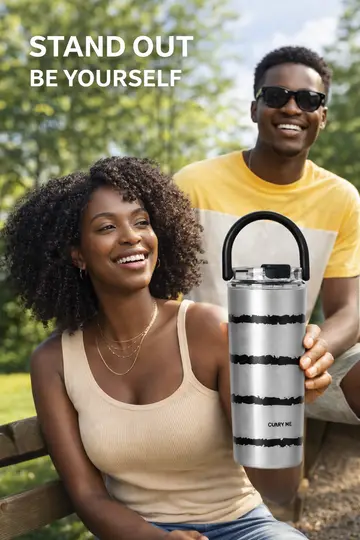 CARRY ME Premium Insulated Stainless Steel Travel Tumbler with Handle in Silver, view 2