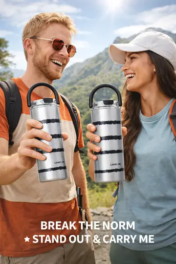 CARRY ME Premium Insulated Stainless Steel Travel Tumbler with Handle in Silver, view 3