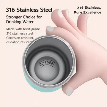 Premium 620ml Creative Stainless Steel Water Bottle with Straw & Cute Charm in Blue, view 6
