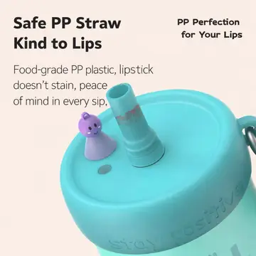 Premium 620ml Creative Stainless Steel Water Bottle with Straw & Cute Charm in Blue, view 7