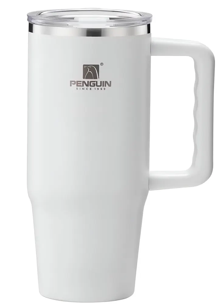 Penguin 1200ml Superior Insulated Travel Tumbler with Handle & Straw Lid in White, view 2