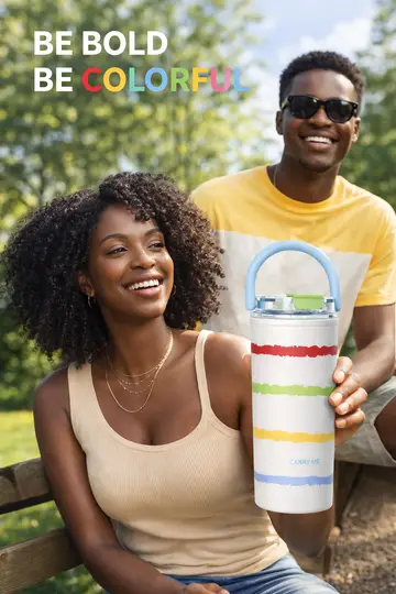 CARRY ME Premium Insulated Stainless Steel Travel Tumbler with Handle in White, view 2